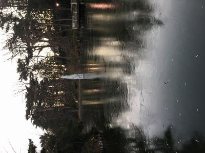 ボート池のモニュメント付近に氷が張ったよ
