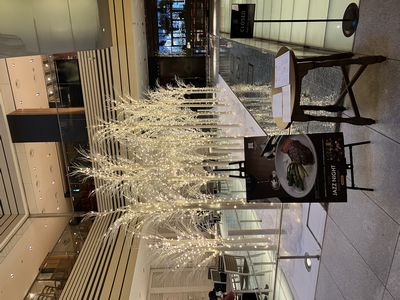 六本木ミッドタウンのホテルの中の灯りの林のデコレーション